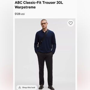 NAVY ABC CLASSIC FIT LULULEMON TROUSERS 32x32